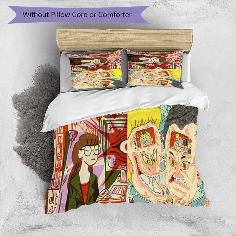3pcs Funny B-Beavis and Butt-Head pattern bedding set duvet cover set includes duvet cover &pillowcases, perfect all season bedroom decoration & gift