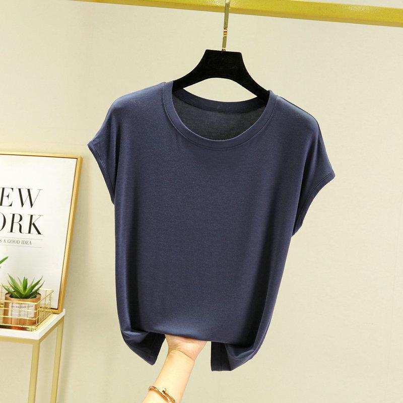 

Модальная майка с коротким рукавом и эффектом похудения – Модная летняя модель 2023 года большого размера с рукавом до локтя XL