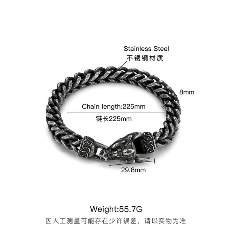 European American New Domineering Dragon Head Stainless Steel Bracelet Retro Dark Personality Trendy Accessory