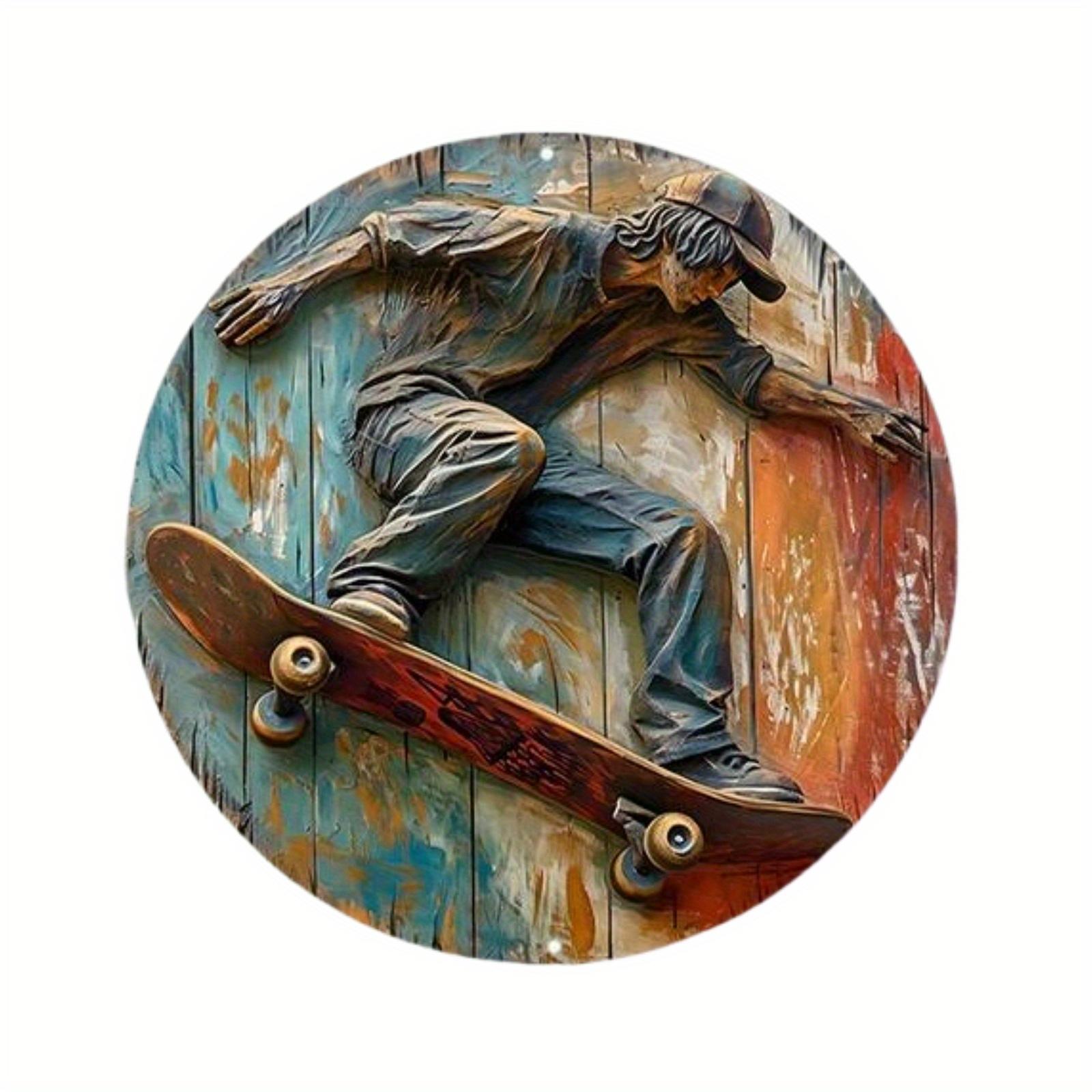 

1 шт. 2d плоский круглый деревянный металлический знак - 20 см художественная роспись венок декоративные тарелки входной декор подарочная маска тема для бара клуба дома декор стены комнаты 20cm*20cm