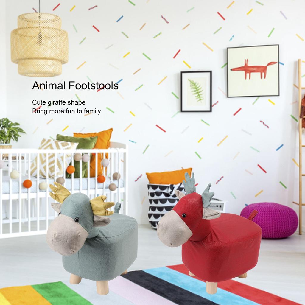 Animal Footstools Prevent Slip Cute Cartoon Giraffe Shape Soft Small Kids Stools for Home