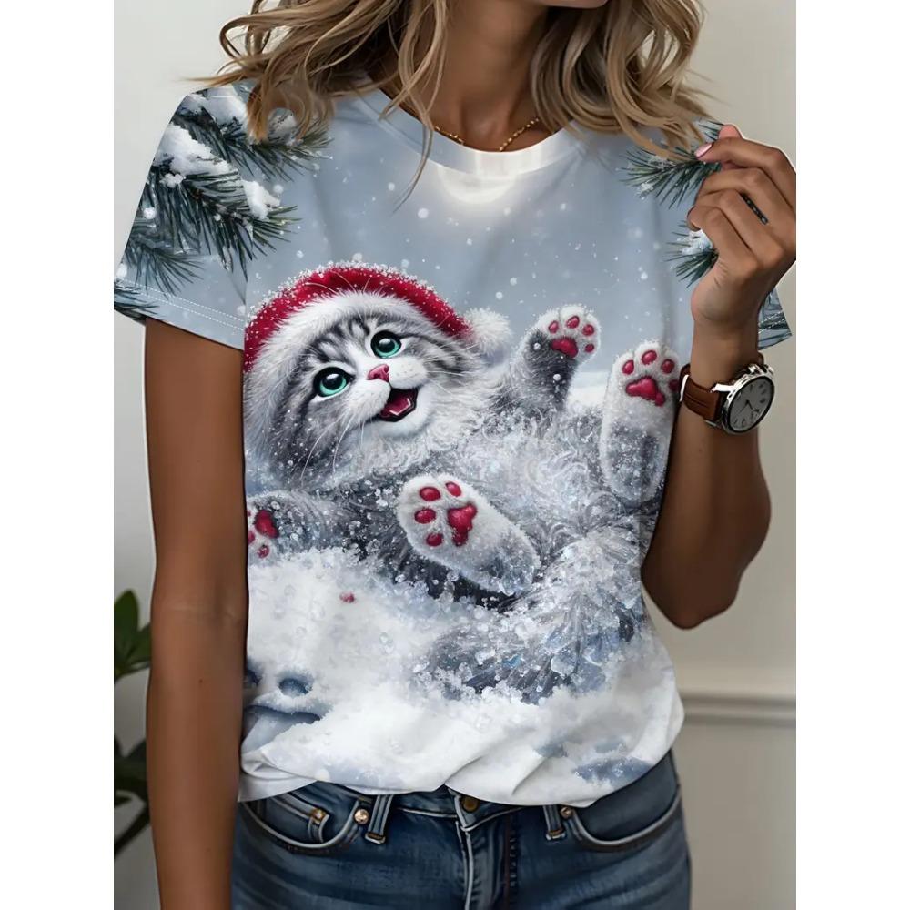Men's Animal Funny T Shirt Short Sleeve T Shirt 3D Printed O-Neck Shirt Jesus Cat Rabbit Graphic Summer Casual Clothing Apparel