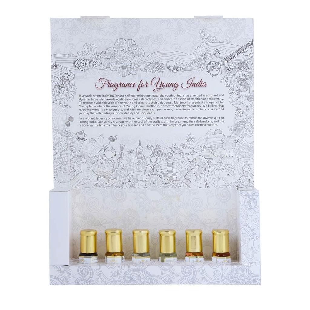 Attar Geschenkpackung mit 6 Stück | Attar Combo| Attar für Inder| Blumig, Sandelholz-Attar| Attar für Männer und Frauen( Sandelholzdüfte) 18 ml (6 * 3 ml)