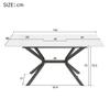 White Extendable Dining Table 120/160x80cm, Black Metal Table Legs, White Rectangular Dining Table, Suitable for 4 To 6 People