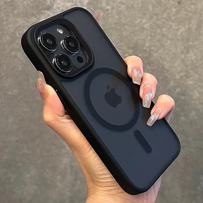 Matný čirý nárazuvzdorný magnetický kryt s magnetickým nabíjením MagSafe pro iPhone 11 12 13 14 15 Pro Max Plus silikonový rám s pevným krytem
