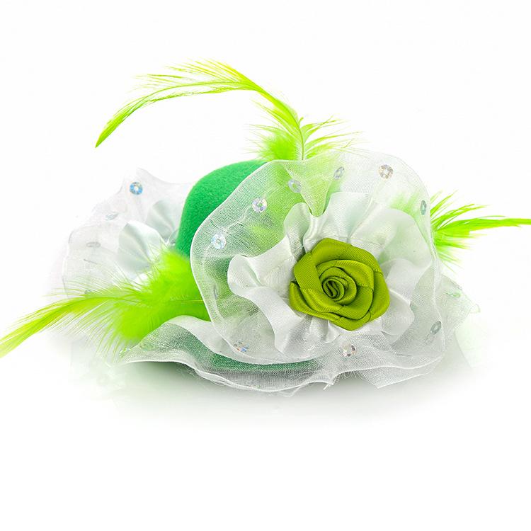 Girls' Performance Feather Flower Headpiece - Small Top Hat Hair Clip Accessory for Dresses