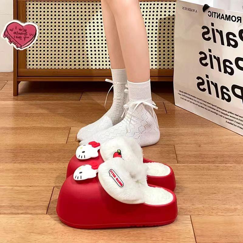 Removable cotton slippers women's winter new home indoor cute cartoon warm waterproof cotton drag women's shoes