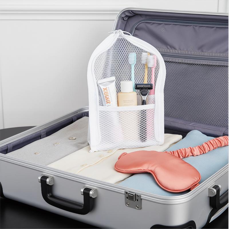 Large Capacity PVC Cosmetic Bag Waterproof Space Saving Toothbrush Toiletry Pouch Zipper Closure Vertical Design