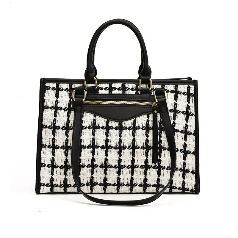 Niche bags, new bags, women's bags, fashionable commuting, thousand bird grid shoulder bags, large-capacity tote bags.