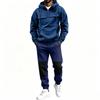 Men's Multi-Pocket Zip-Up Hoodie and Black Casual Pants 2 Piece Athletic Set