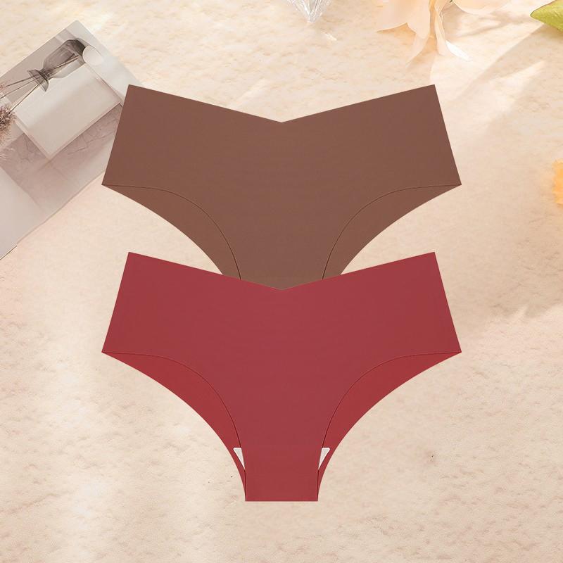 2Pcs/Set Plus Size Underwear Women's Panties Ice Silk Ladies Seamless Underpants Girls Briefs Breathable Sexy Lingerie Female