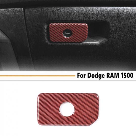 For Dodge Ram 1500 19-25 Red Carbon Co-pilot Storage Box Handle Cover Trim Decor