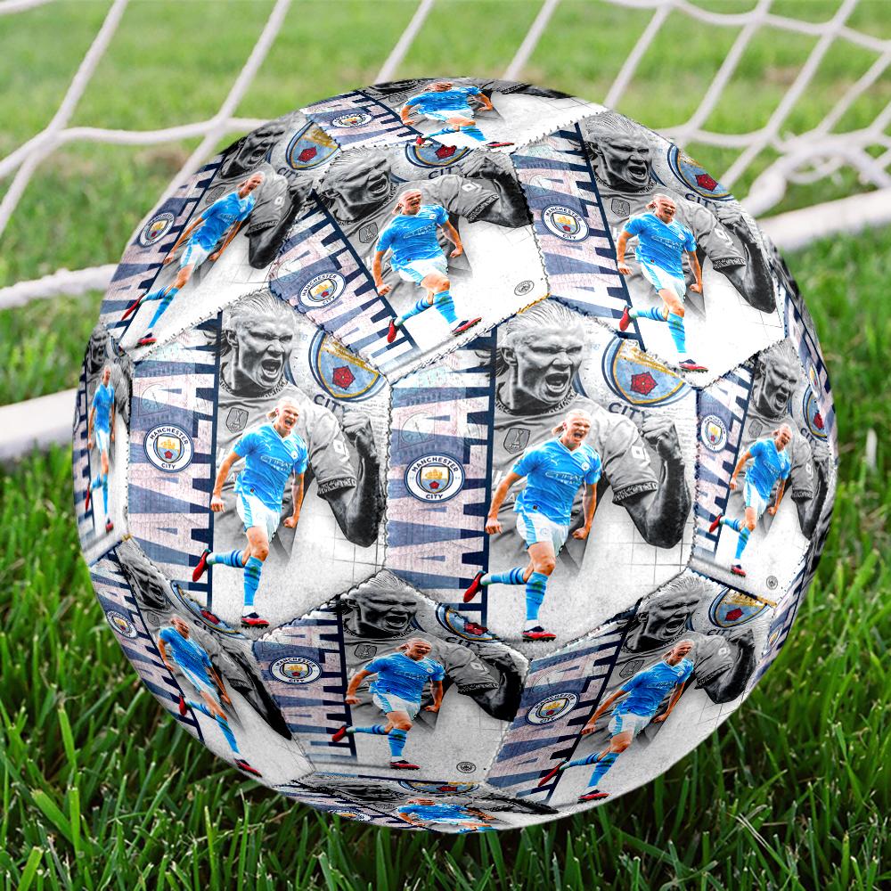 1pc Man City Haaland Celebration Size 5 Soccer Ball PVC Football Sports Matches Training Outdoor Games Beach Elastic Balls 07e119