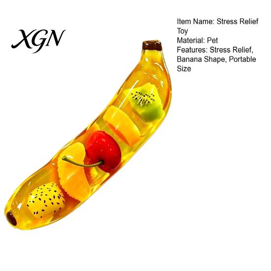 Tension Relief Toys Stress Banana Squeeze Toy, Clear Fake Sensory Improve Desk Gadgets Concentration & Relieve Tension, Soft Stretchy Fruit Fidget Toy