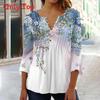 Floral Print T Shirt For Women With 3d Effect Polyester V Neck Short Sleeve Casual Top