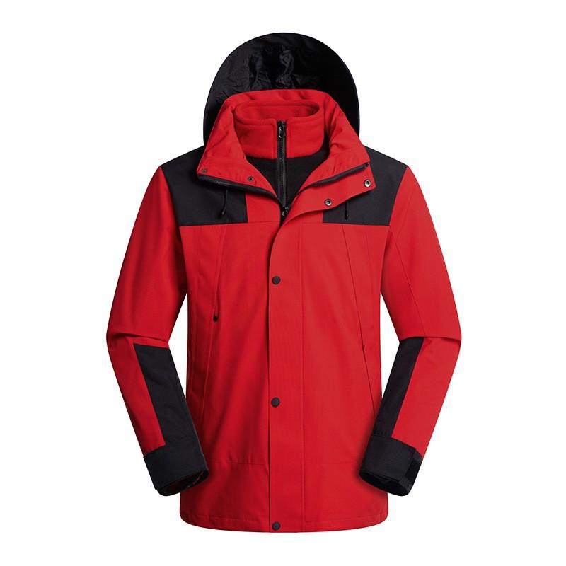 Men Women 3-in-1 Removable Fleece-Lined Waterproof Windproof Outdoor Jacket Winter Hiking Cycling