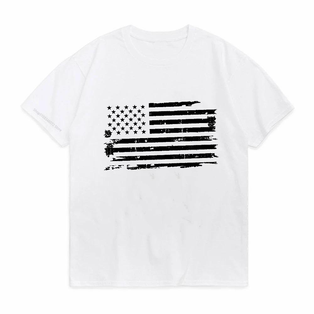 Koszulka z nadrukiem flagi USA Męska Koszulka Okrągły dekolt Krótki rękaw T-shirt Letni Codzienny Retro Streetwear koszulki koszulka w stylu sportowym