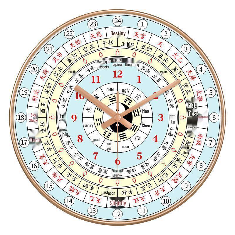 Zi Wu Liu Zhu 24-Hour TCM Meridian Health Clock: Silent Traditional Chinese Beauty Salon Wall Clock