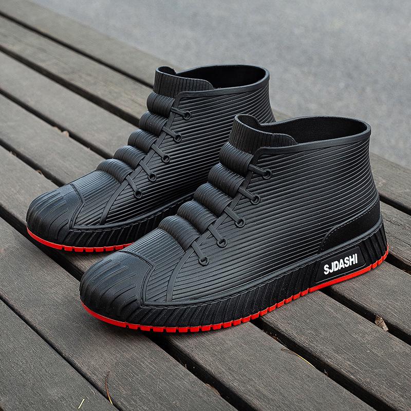 Korean Style Men's Waterproof Short Ankle Rain Boots for Spring/Autumn - Versatile Rubber Shoes for Outdoor, Work, and Fishing