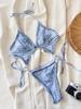 Women’s Fashion Denim Monokini Bathing Suit Halter Backless Bikini Swimwear One-Piece Sexy Tie Side Swimsuit