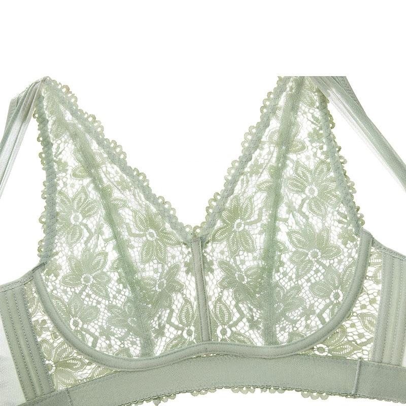 Large Size Women Minimizer Summer Thin Bra Wireless Brassiere Sexy Lace Underwear Gathered Bralette