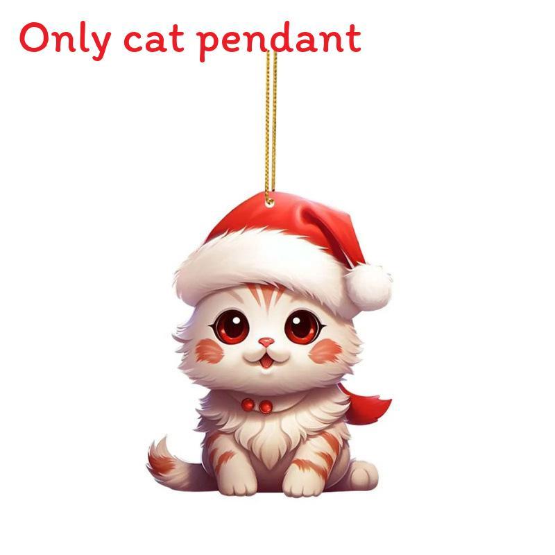 Christmas Cat Car Decor Acrylic Pendant For Holiday Vehicle Decoration