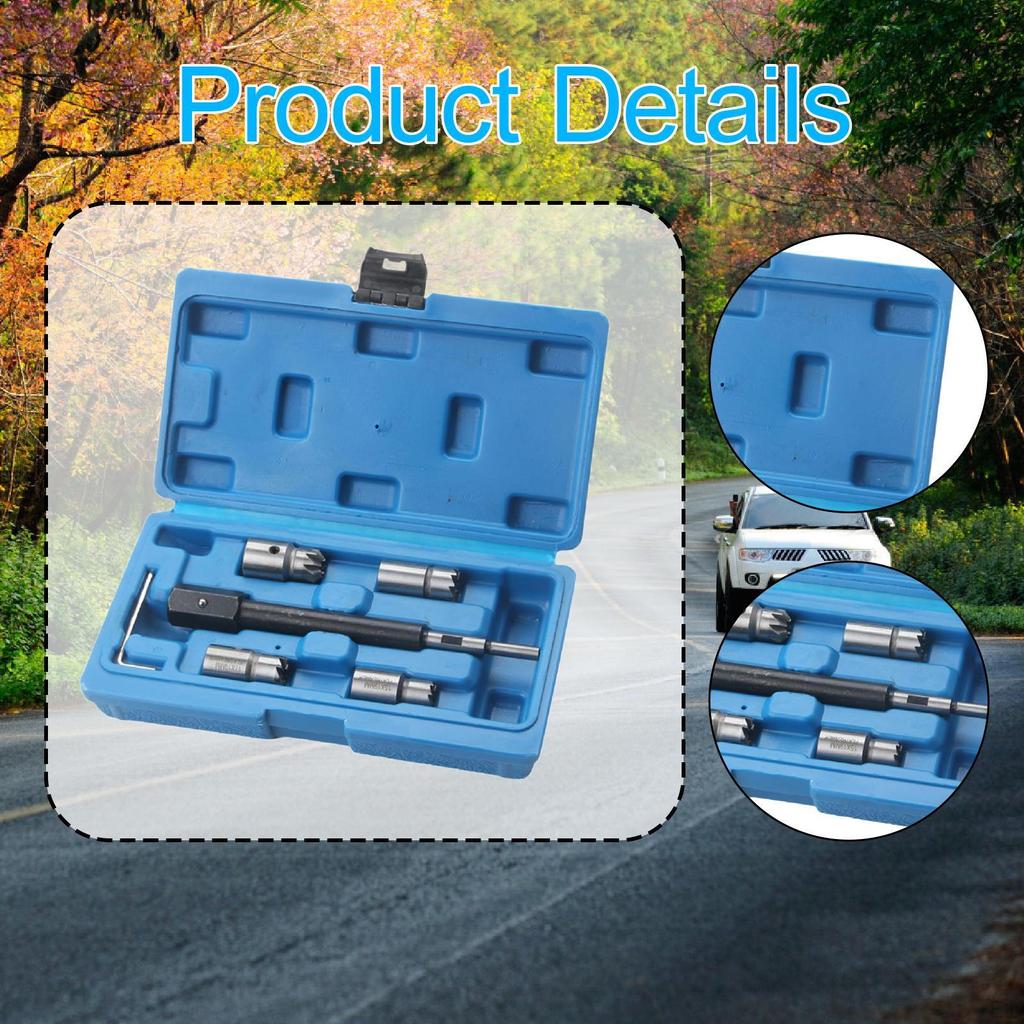 6x Diesel Seat Cutter Tool Set with Storage Box Repair Automotive Maintenance Sturdy Flat