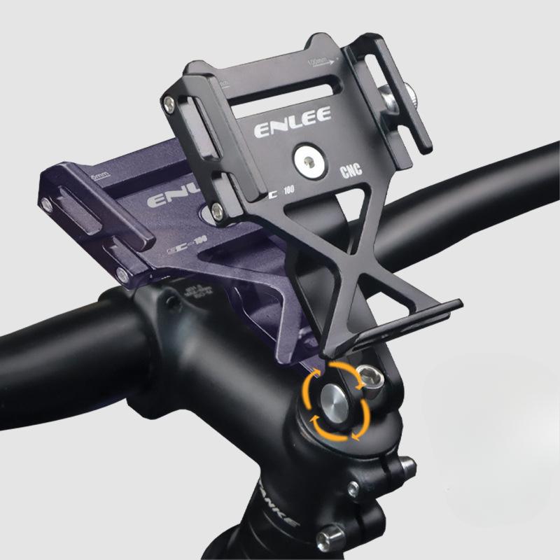 ENLEE Bicycle Handle Vertical Cover Mobile Phone Holder, Mountain Road Bike Enlarged Non-slip Fixed Navigation Metal Bracket