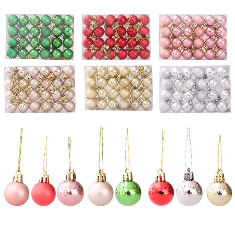 24pcs/box Mini Electroplated Christmas Balls Ornaments Xmas Tree Pendant Decoration Hanging Ball Party Home Decor Festival Gifts