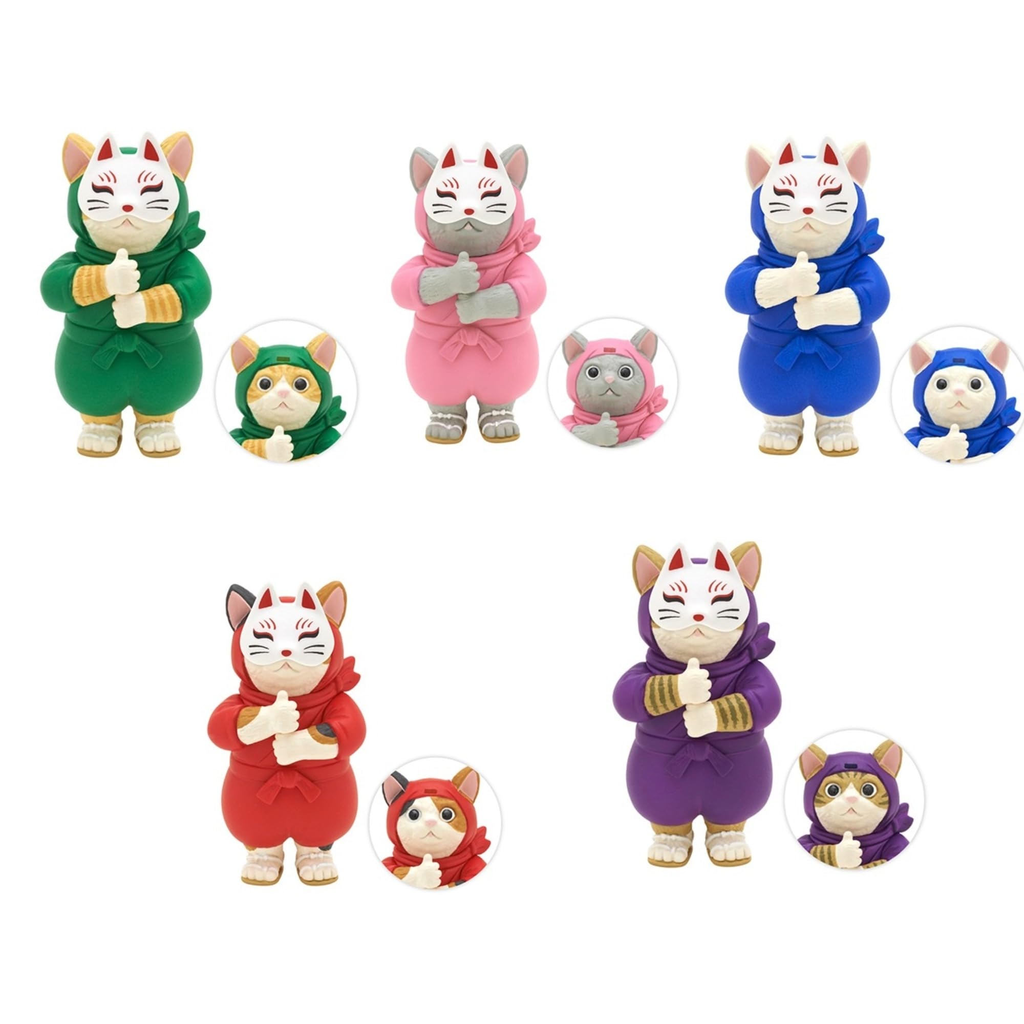 Kitan Club Ninja Cat x Complete Set of 5 Types Capsule (Gachapon Toy)