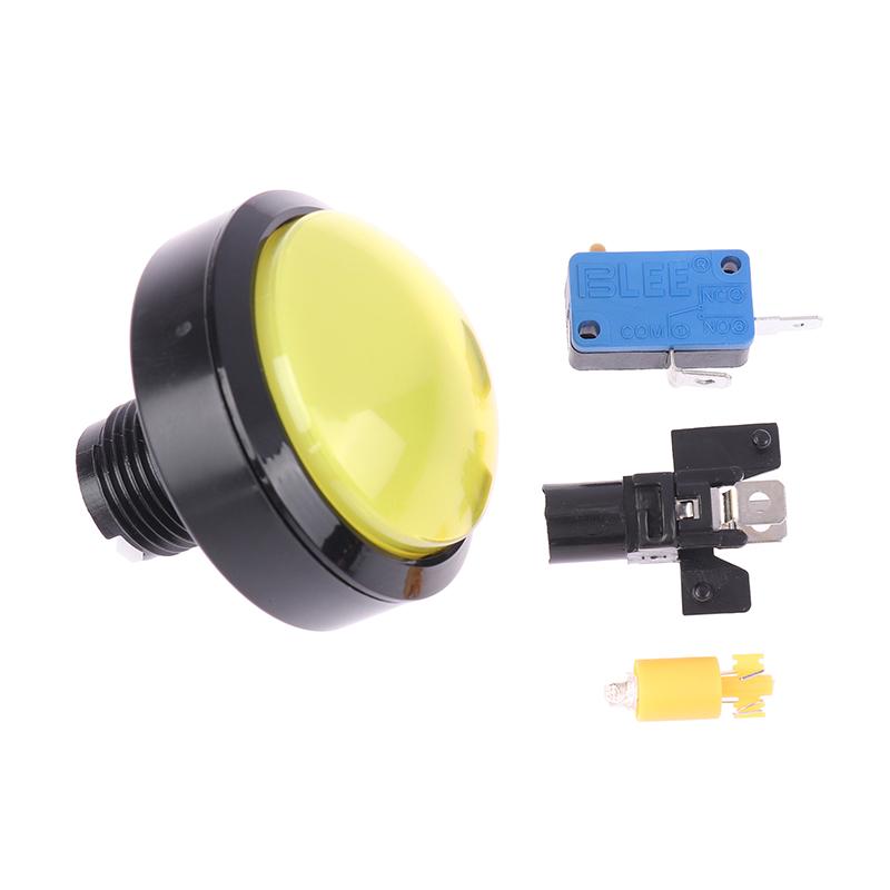 

1 шт. 60 мм аркадные кнопки большие круглые светодиодные подсвеченные с микропереключателем для игровых автоматов своими руками детали 12 В 32 А купольный выключатель света жёлтый