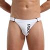 Men's Low Rise Sexy Thong Underwear Solid Color Lettered T-back Butt Lifting Temptation Double Thongs Panties for Men