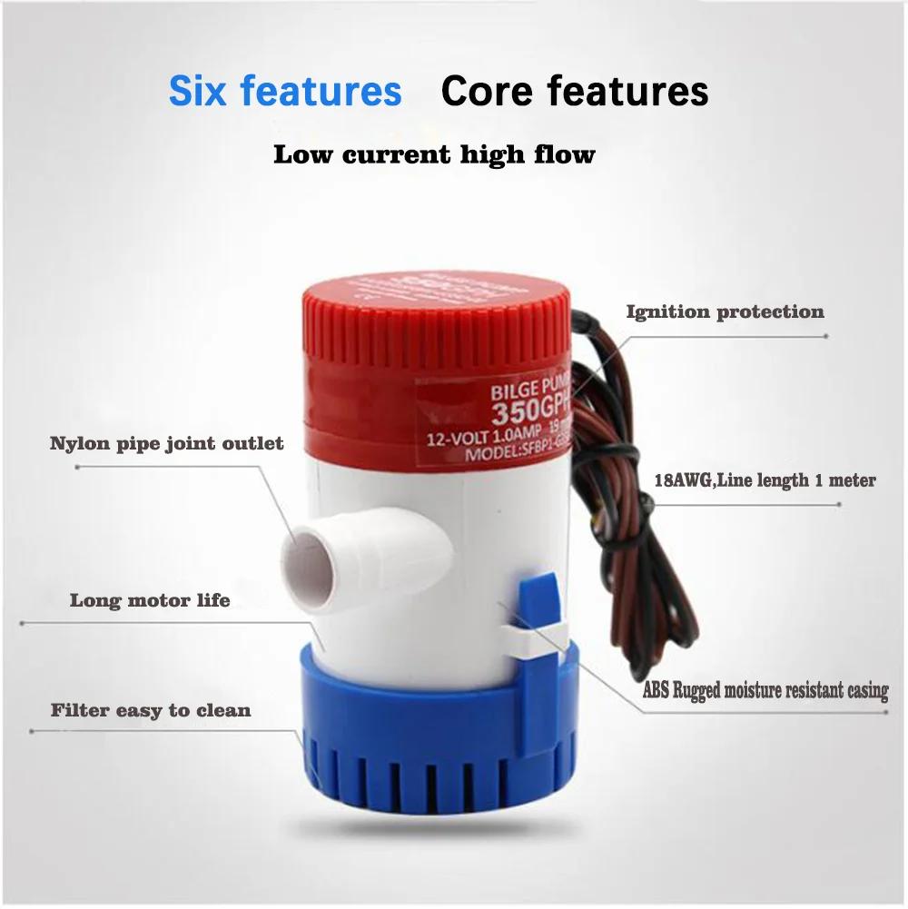 1100GPH mini boat bilge pump 12v bilge pump 12 v 24v dc 10A submerse kayak rule water electric 1100 gph volt garden rinse Wash