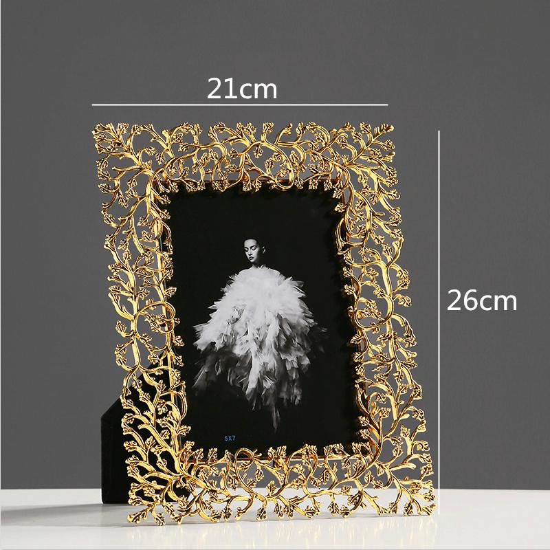 Creativity Photo Frame Metal Golden Leaves Modern Home Desktop Decoration Golden Picture Frame Photo Storage Display Decoration