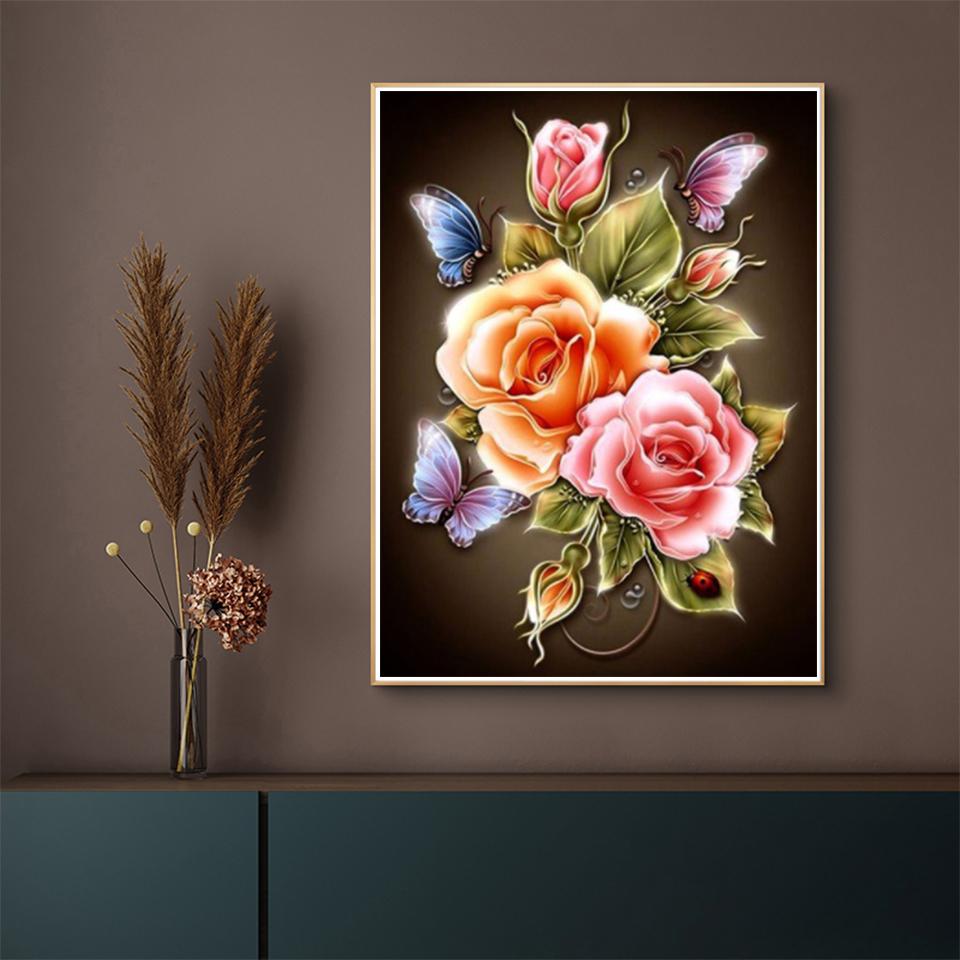 5D DIY Rose Diamond Painting Rhinestone Picture Cross Stitch Kit Full Round Diamond Embroidery Gift Mosaic Home Decoration