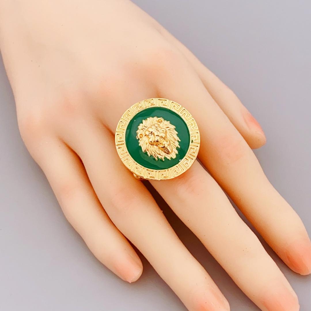 

Уникальное кольцо из цинкового сплава с регулируемыми кольцами в стиле львиной головы для женщин