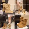 Internet celebrity heap boots 2025 new round head versatile flat bottom western cowboy boots matte leather short boots women's spring and autumn sing