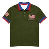 Herren Kurzarm-Polohemd mit Flaggen-Patch und Stickerei Klassische Passform Komfortables Design