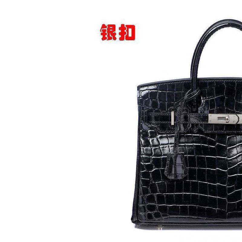 New Women Cowhide Handbag Crocodile Embossed Genuine Leather Top Handle Purse Fashion Shoulder Crossbody Bag for Daily Use- NO LOGO