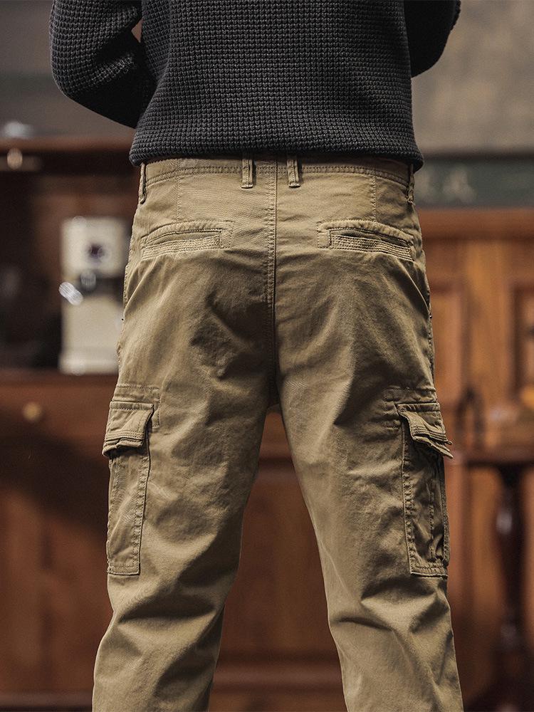 Pantaloni da lavoro rétro in cotone da uomo Autunno 2025 con tasche multiple - Gamba dritta - Abbigliamento casual da esterno
