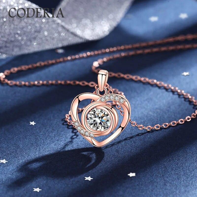 Colier cu pandantiv inimă Moissanite din argint real Colier cu diamante de culoare D de 1 carat pentru femei Design de modă Bijuterii fine