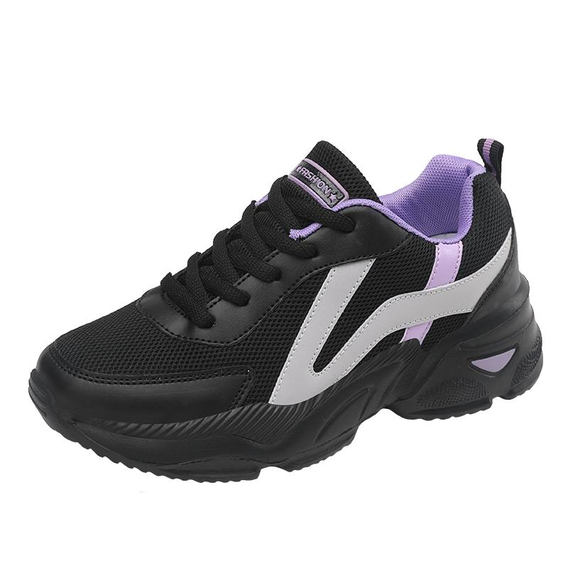 Fashion Leisure Sports Womens Single Shoes 2025 New Color Blocking Thick Soled Flat Vulcanized Running Shoes Platform Sneakers