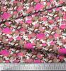 Soimoi Japan Crepe Satin Fabric Camouflage Texture & Flamingo Bird Printed Craft Fabric by the Metre 42 Inch