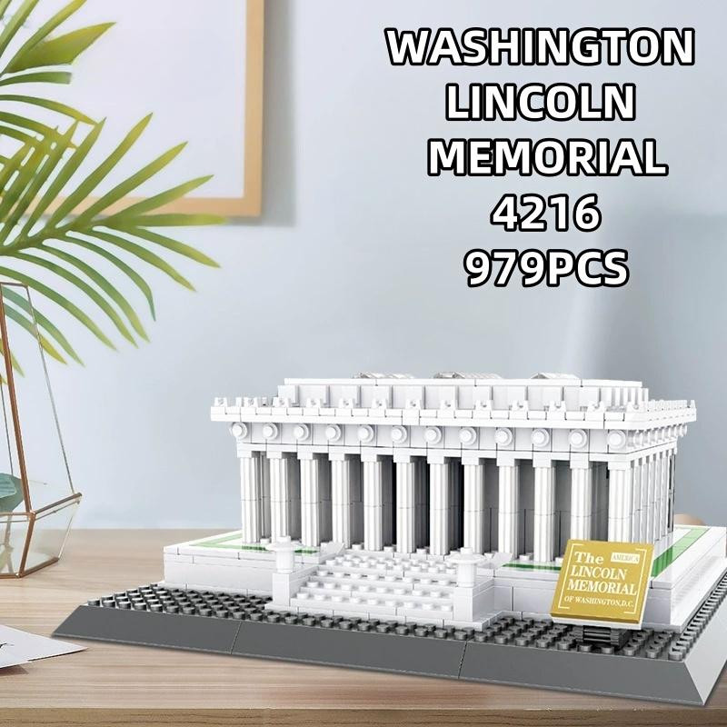 Non-Toxic Lincoln Memorial Building Blocks Assemble Bricks Birthday Gifts For Kids Small Particle Assembly Model Toys 979Pcs