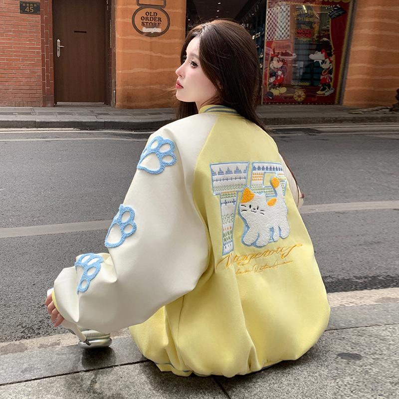 Unisex Color Block Embroidered Baseball Jacket - New Spring/Autumn Loose Fit