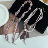 Silk Scarf Necklace with Retro Maillard Pattern - Niche Design Accessory for Women