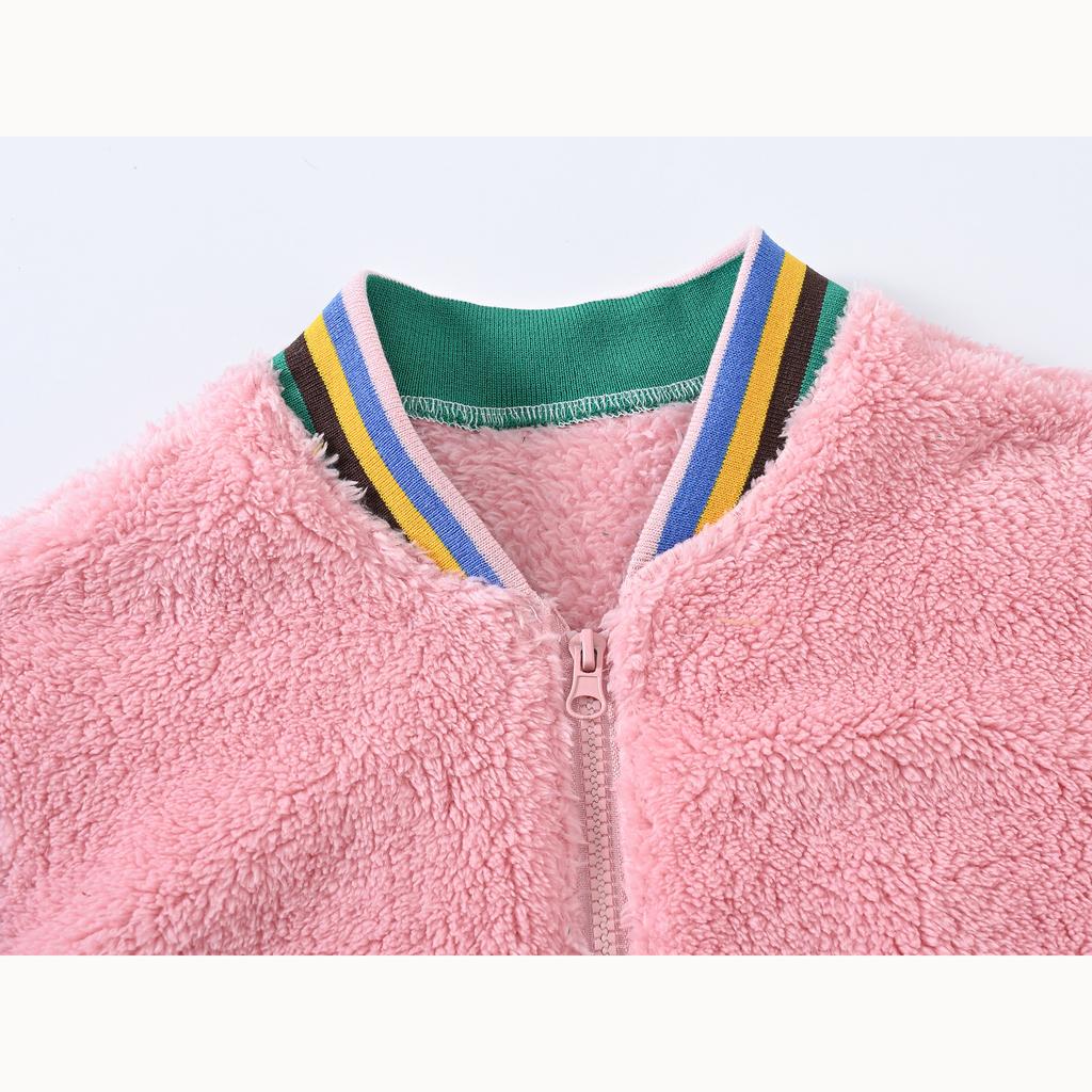 Fleece Children's Jackets Splicing Sleeve Cute Warm Fleece Boys and Girls Casual Sweater Warm Coat
