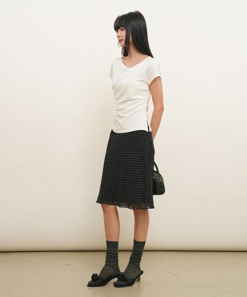 GENERALIDEA Drape Shirred Jersey Blouse [Off White] / Gf2Lts527