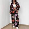 Casual Fashion Autumn and Winter New European and American Women's Clothing Color Flower Printing Suit Women