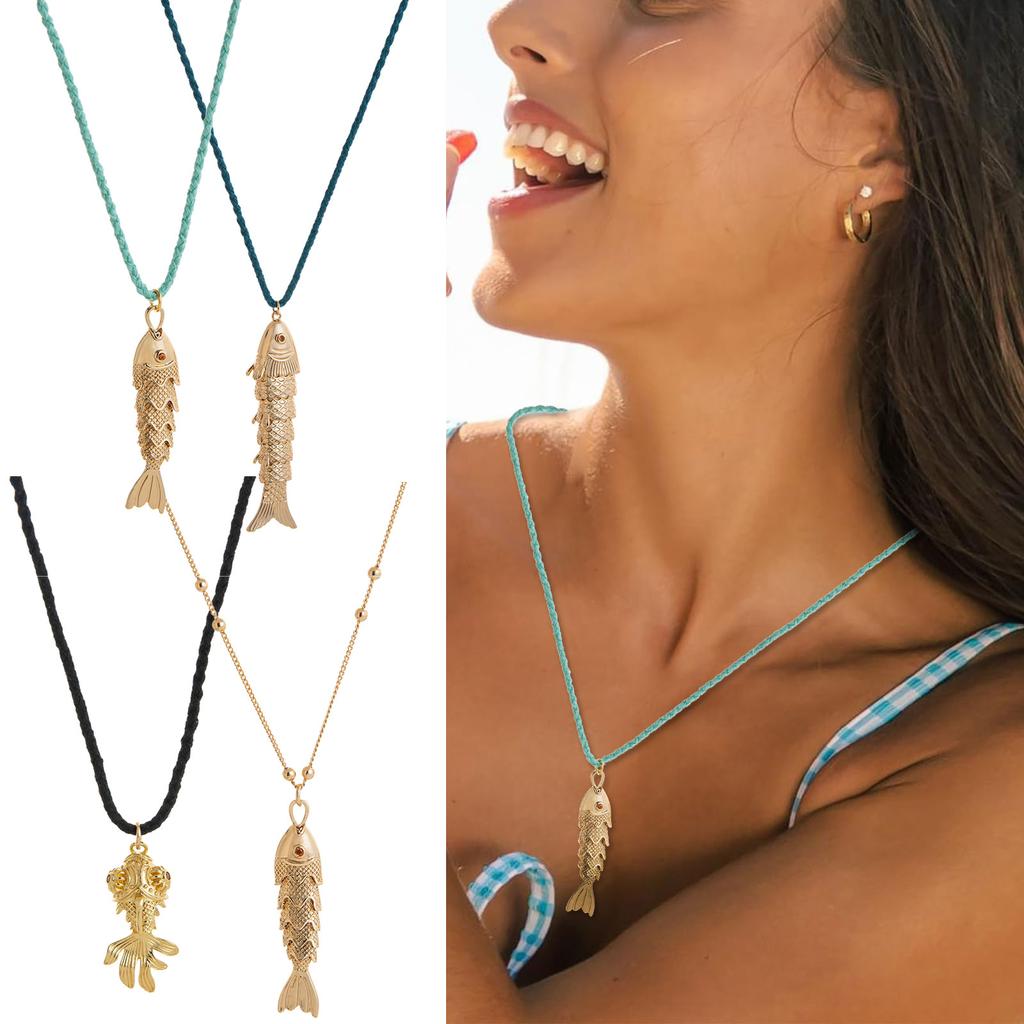 2025 Trendy Adjustable Fish Pendant Choker Chain Fashionable Necklace Women Jewelry Gift Accessory